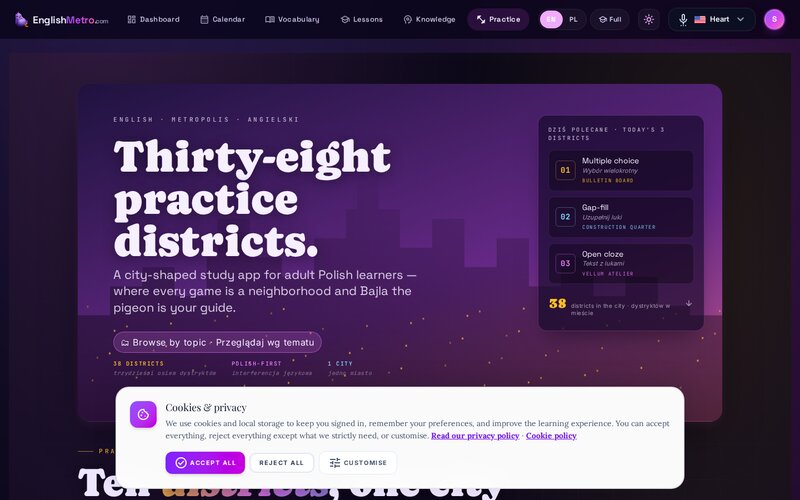English Metropolis learning platform